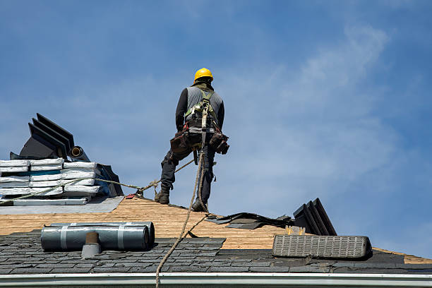 Professional Gutter Installation technician working in Mottville, NY
